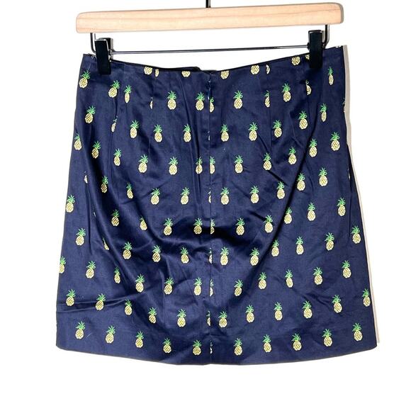 J. Crew navy blue with yellow pineapples casual A line skirt size 2 B128 - Picture 5 of 5